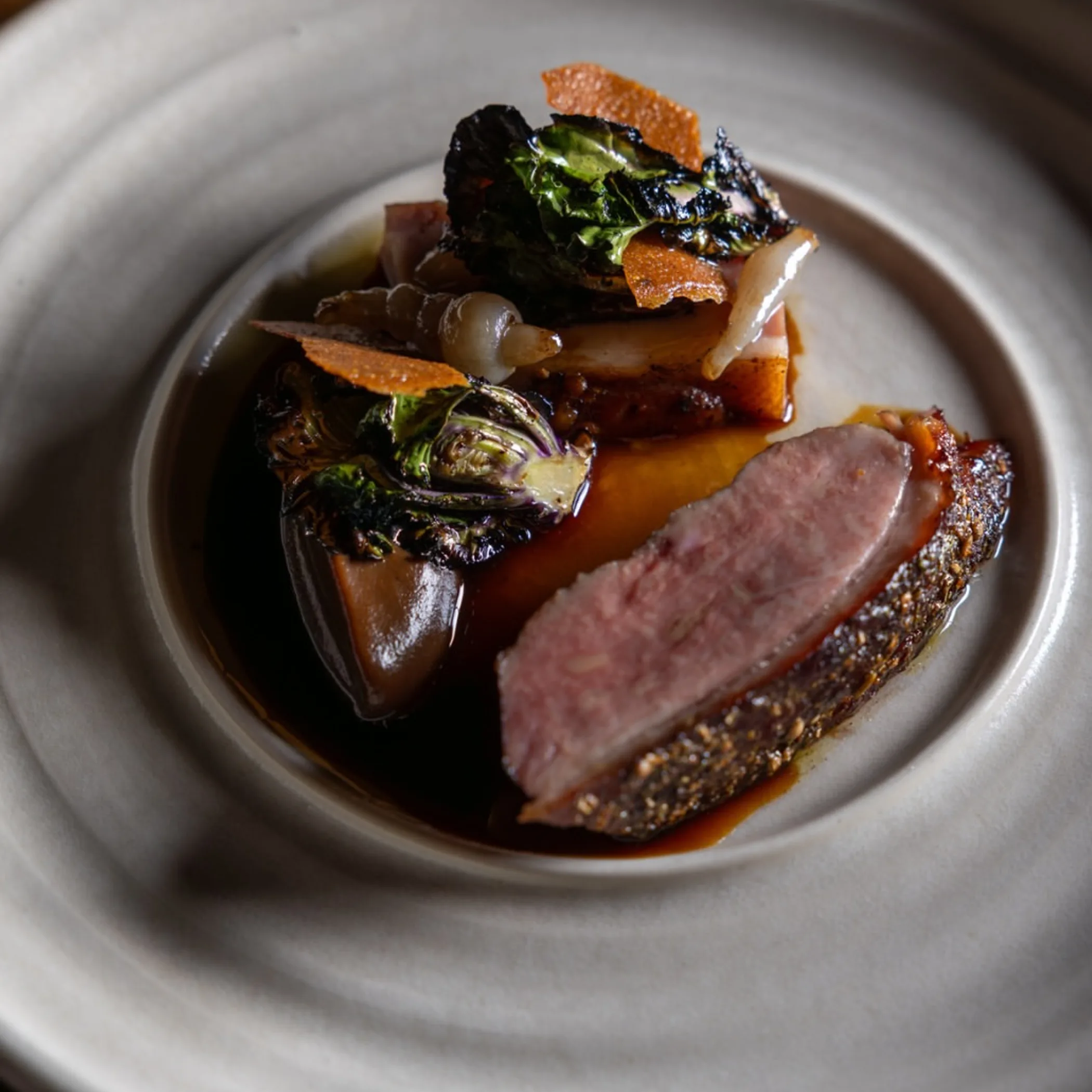 captioned duck dish